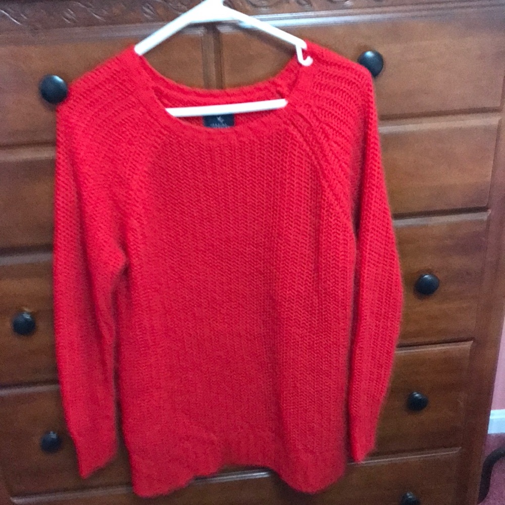 American Eagle Outfitters Red Crew Neck Sweaters